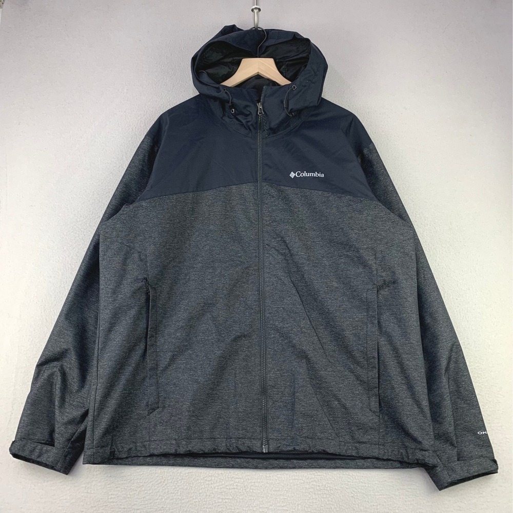 Columbia Ridge Gates Jacket Men XL Gray Omni-Tech Outdoor Waterproof Hooded